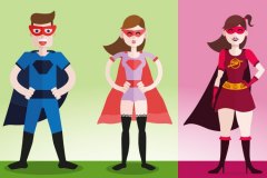 Personnages super heros mode Flat design.